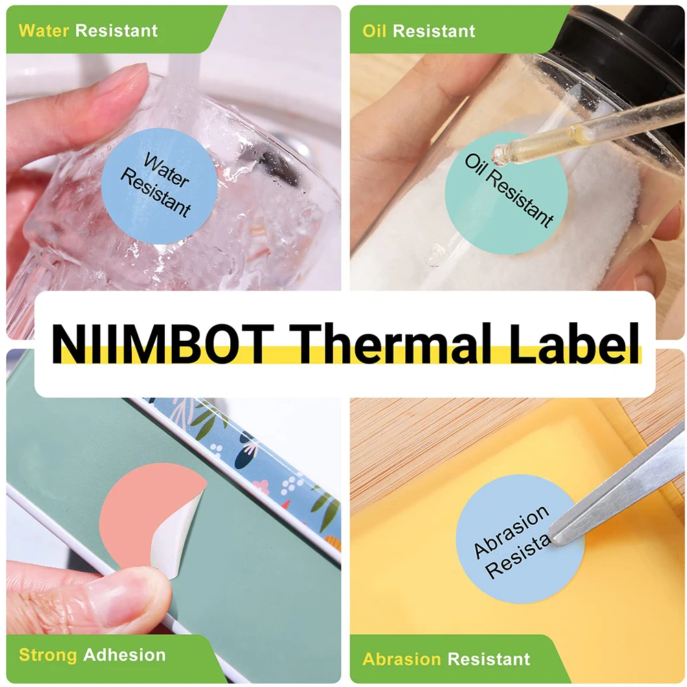 Niimbot Round White Color Label Sticker Paper Rolls for Adhesive Mini Mobile Label Maker B1 B21 Printer Different Size Papers