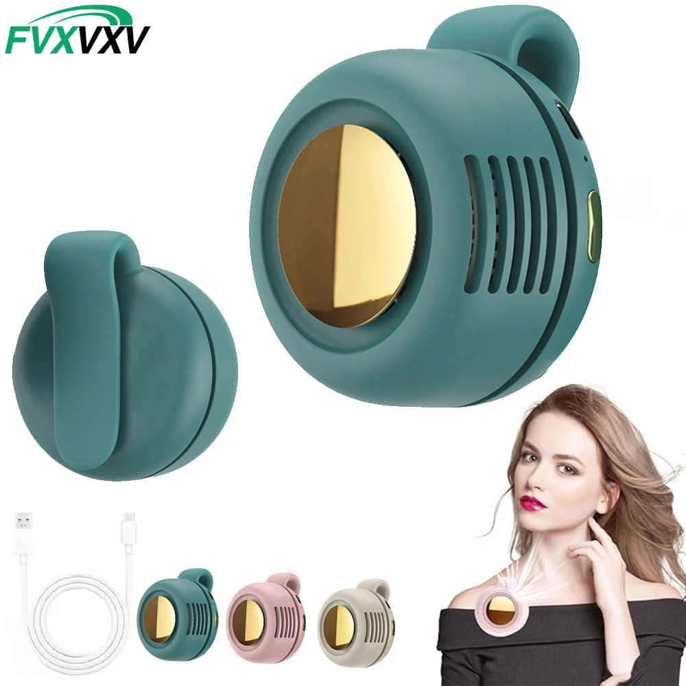 1Set Portable Silent Bladeless Clip On Fan Mini Rechargeable Personal Fan 3Speed Suspended Waist Fan Camping Travel Office Gifts