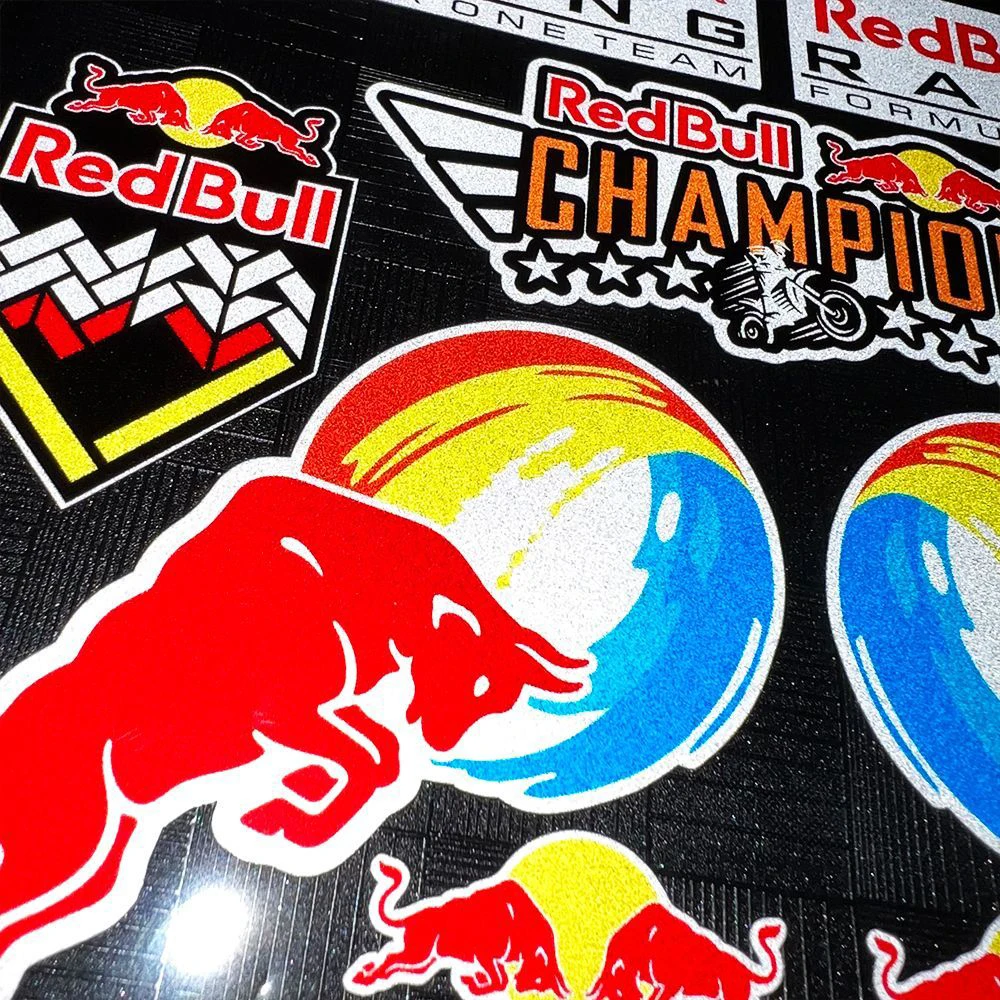 Motorcycle Red Bull Sticker Logo Car Motorcycle Body Fuel Tank Helmet Decal Reflective Waterproof Decoration