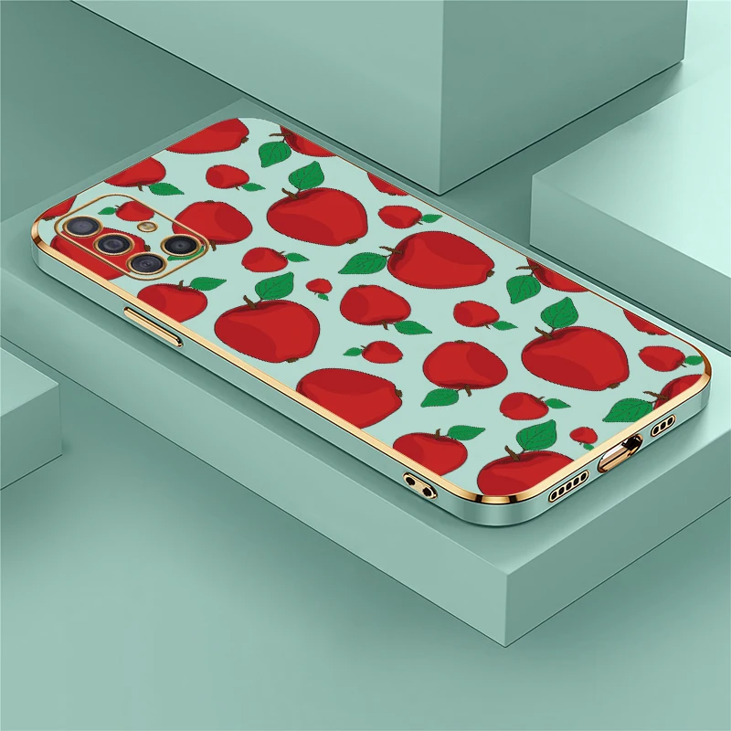 Soft TPU Phone Case For Samsung Galaxy A30 A30S A20 A20S A71 4G 5G A70 A70S A50 A51 A21S A31 A11 Plating Silicone Fruit Cover
