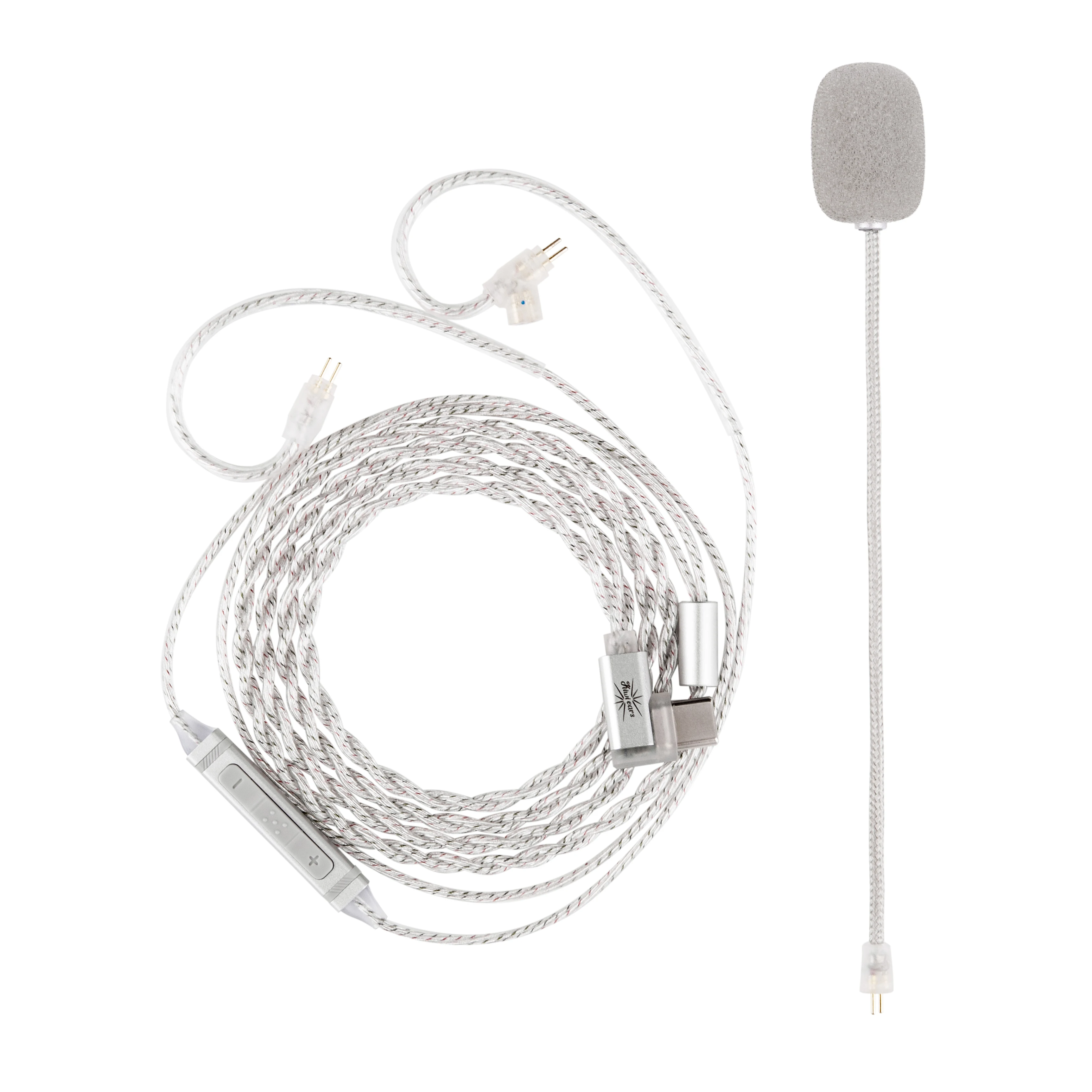 Kiwi Ears S-Link Typ-C 0,78mm IEM-Kabel mit Spezialisiertem Gaming-Mikrofon & Dual-Mikrofon-Einstellung für Gamer