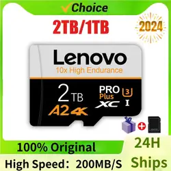 Lenovo Micro Cartão de Memória para Nintendo Switch, SD, TF, SD, Cartão Flash, Classe 10, V30, U3, 128GB, 512GB, 2TB, 1TB