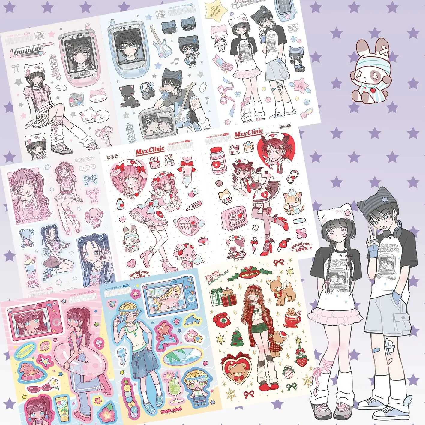 

Sweet Cool Girl Stickers Cute Girl Character Guka Hand Account Diy Decoration