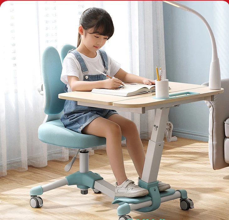 Elementary school children's study table Writing table Chair for homework Household can be lifted and lowered