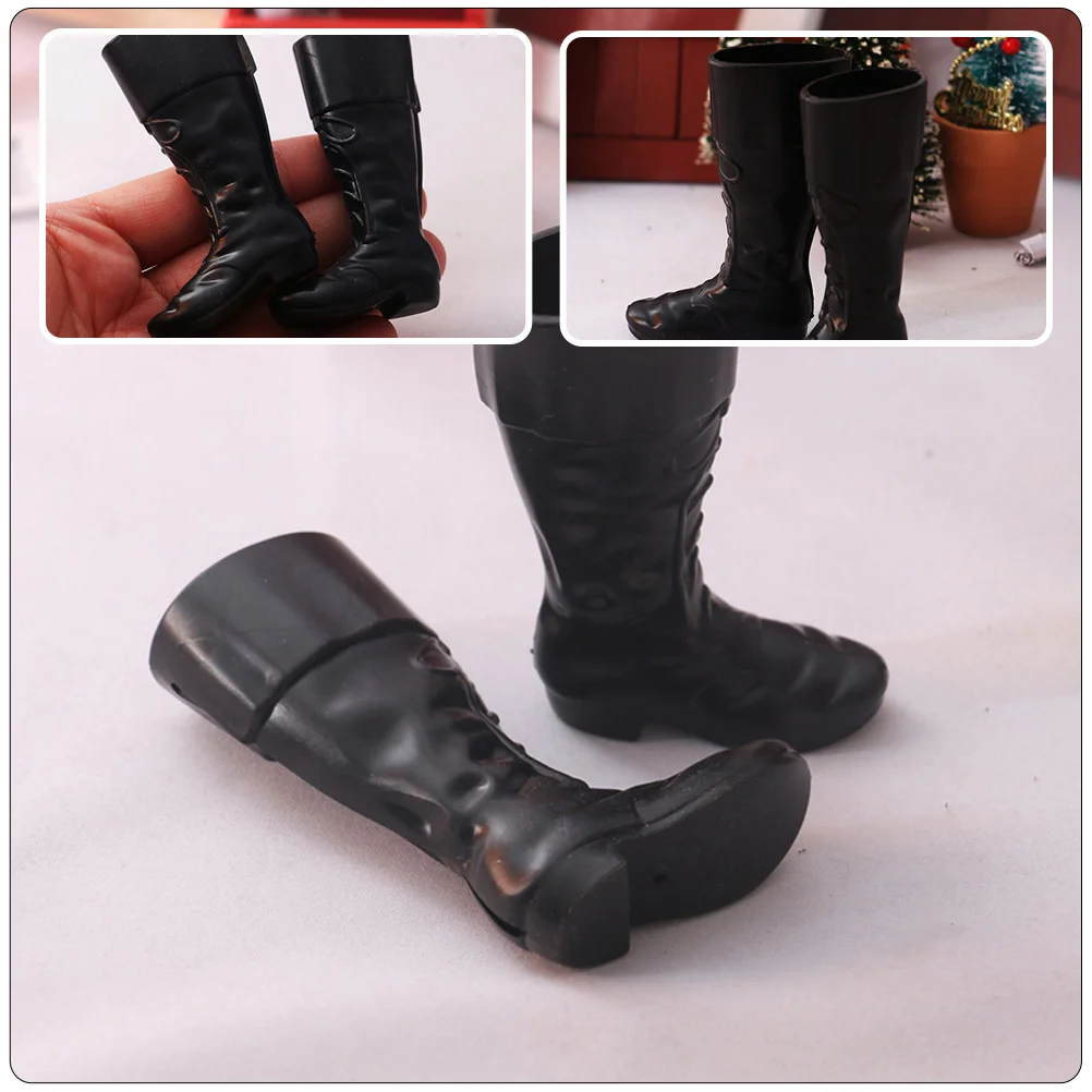 3 Pairs Mini Christmas Boots Black Scene Props Simulation Shoes Toy Adornment Rearview Mirror House Decors Abs Child