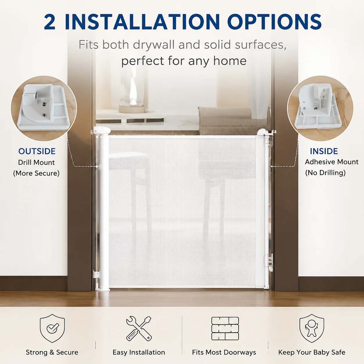 No punching pet retractable fence for cat blocking indoor and outdoor dog fence balcony