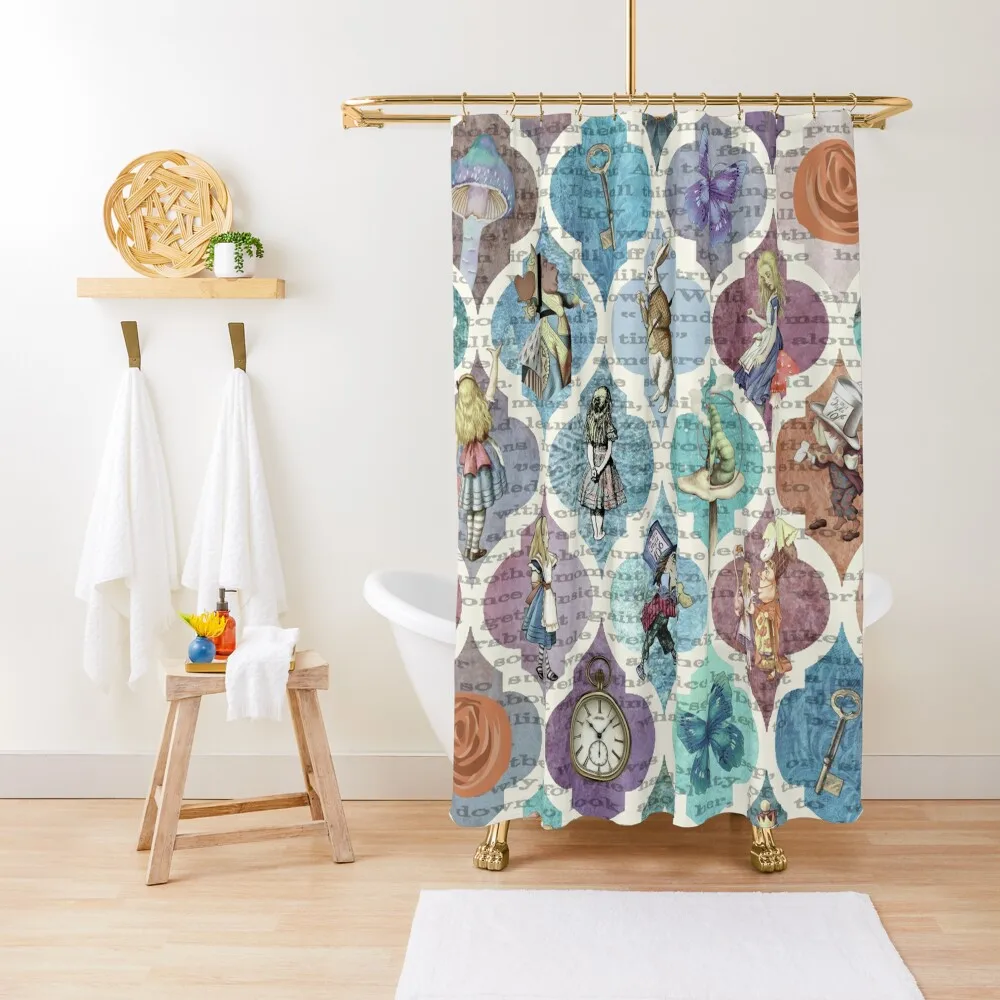 

Wonderland Collage Pattern Shower Curtain Elegant Bathroom Waterproof Shower And Anti-Mold Cute Shower For Curtain