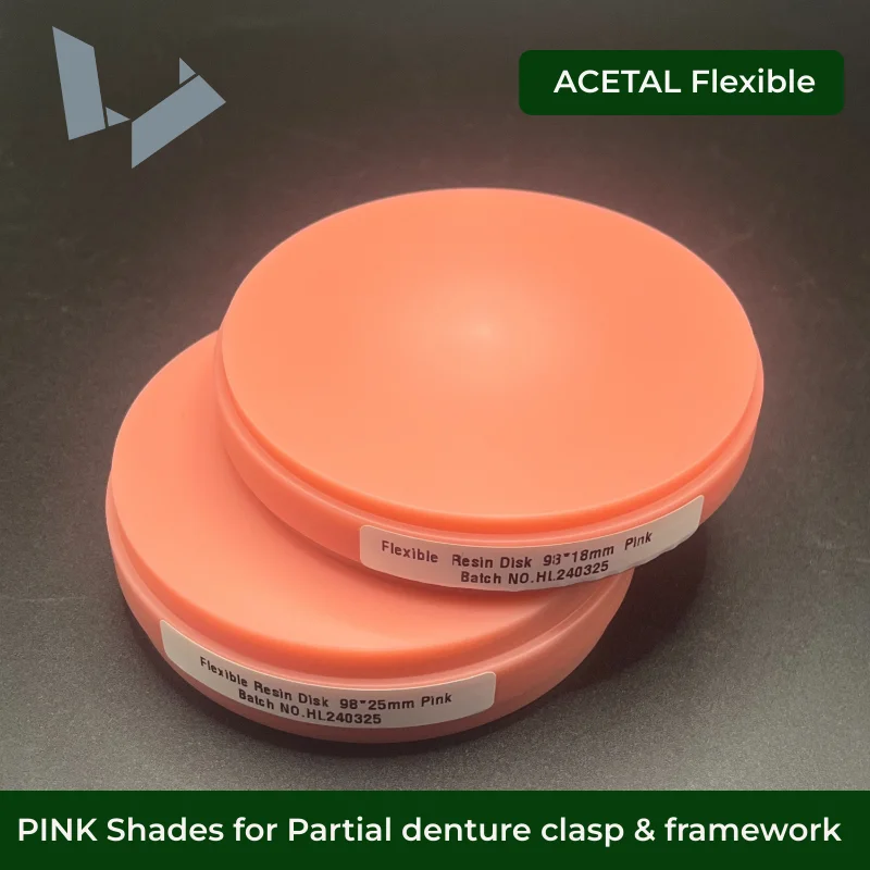 98.5mm Acetal Resin Pink Flexible PMMA Cad Cam Milling Disc for Removable Partial Denture Frameworks