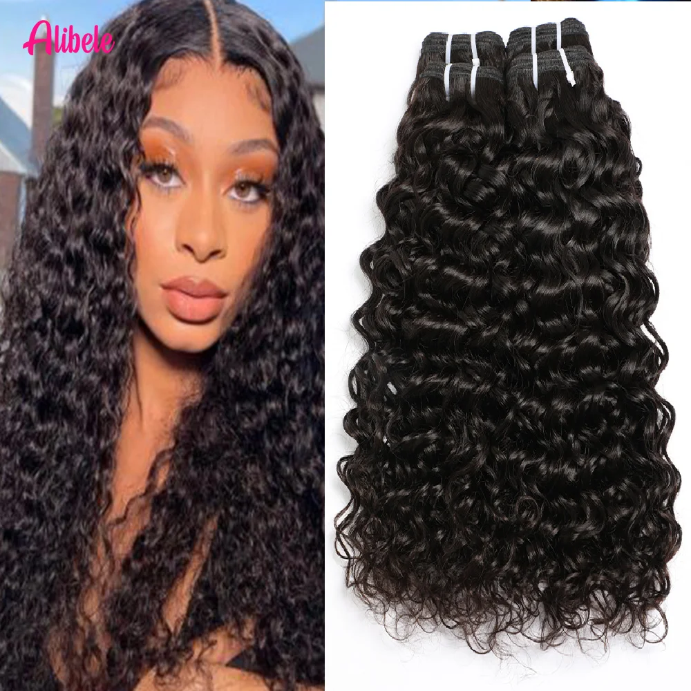

Alibele натуральный цвет волнистые пучки человеческих волос 12-32 дюймов двойные пучки утка 15A наращивание волос девственницы для женщин