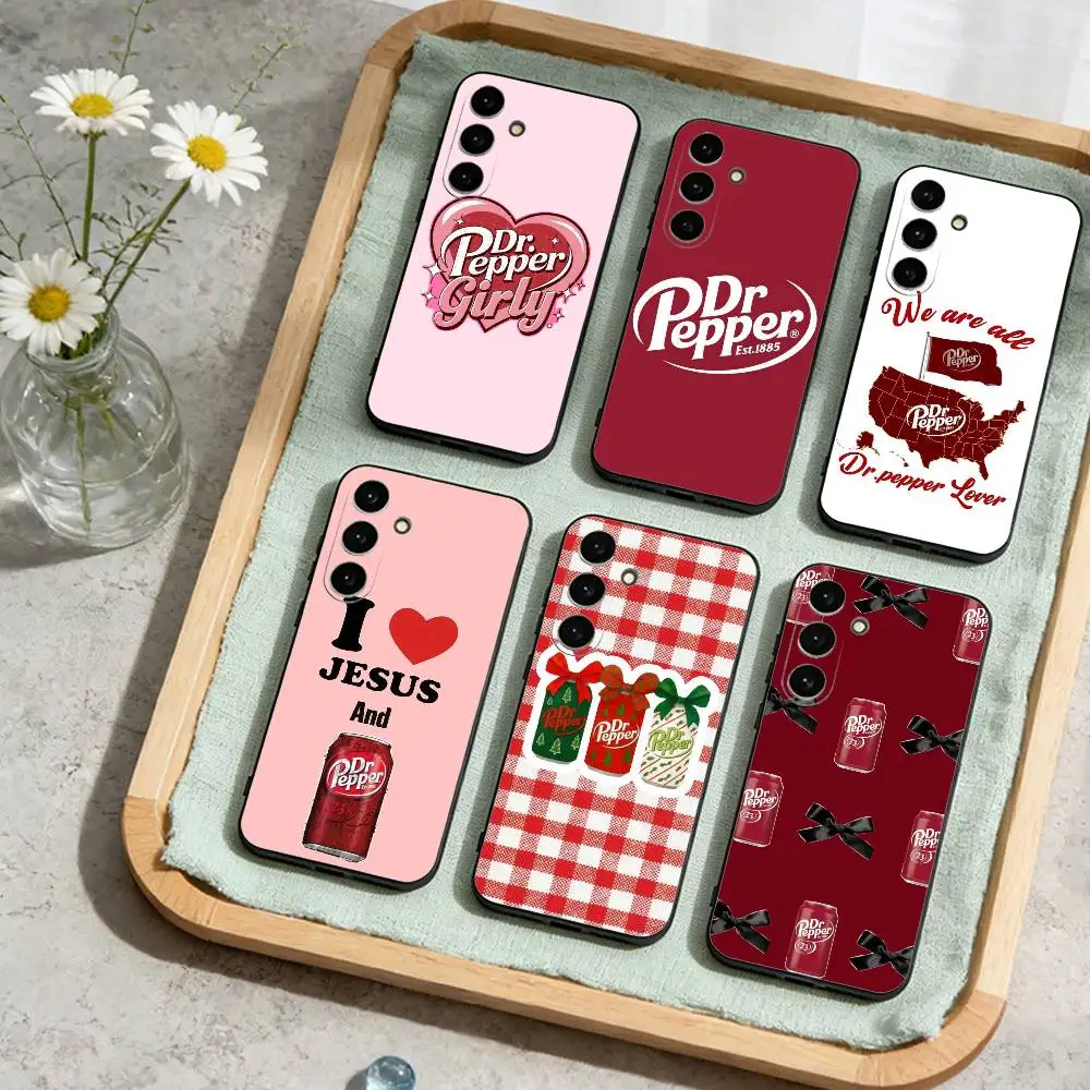 

Cute Soda Graphic D-Dr-Pepper Phone Case For Samsung Galaxy A73,A72,A71,A70,A53,A52,A51,Soft Black Shell