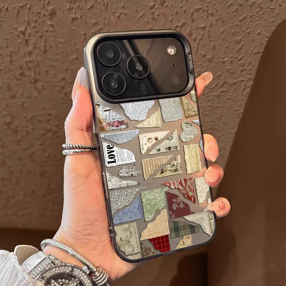 Art Shredded Tatter INS Telefoonhoesje voor IPhone 17 16 15 14 13 12 11 Plus Pro Max Veelkleurige Aurora Laser Schokbestendig Funda Cover