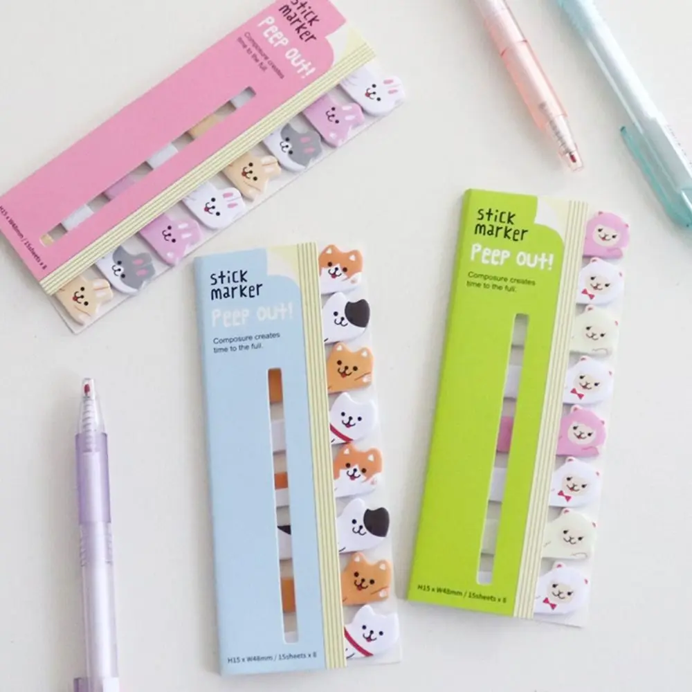 New Bookmark Cartoon Animals Marker Memo Pad Bookmark Flags Index Tab Sticky Notes Label Paper Stickers Kawaii Stationery