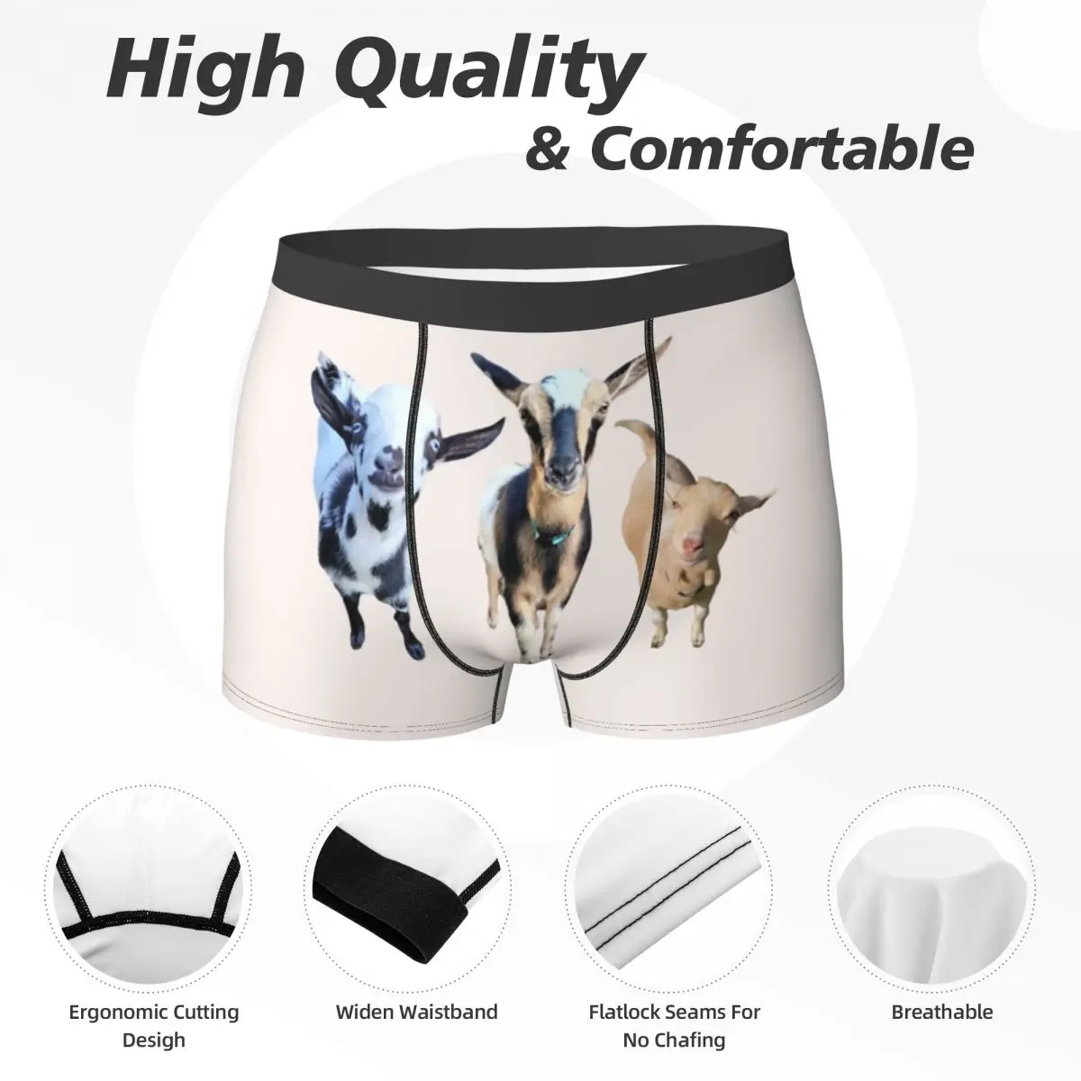 Boxer Underpants Shorts Cute Goats Panties Men Comfortable Underwear for Homme Man Boyfriend Gift