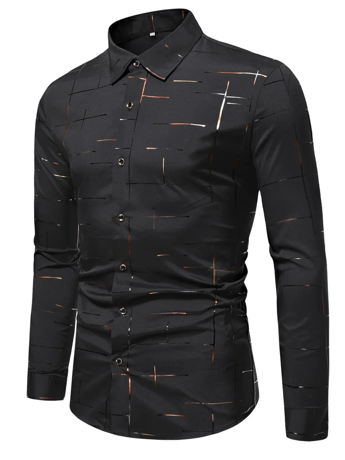 2024 Men's New Gold Checkered 3D Printed Polo Collar Shirt Fashion Trend Business Casual Button Comfortable Clothing S-6XL