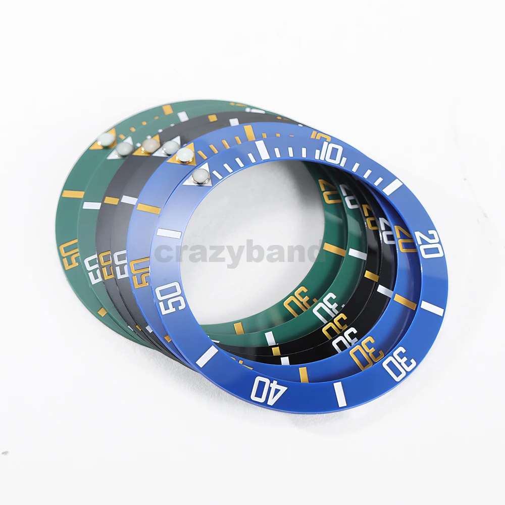 38 مللي متر سبائك السيراميك ساعة الحافة إدراج حلقة المنحدر صالح ل NH35 NH34 GMT الرجال ساعة جزء حركة اكسسوارات مضيئة الغوص