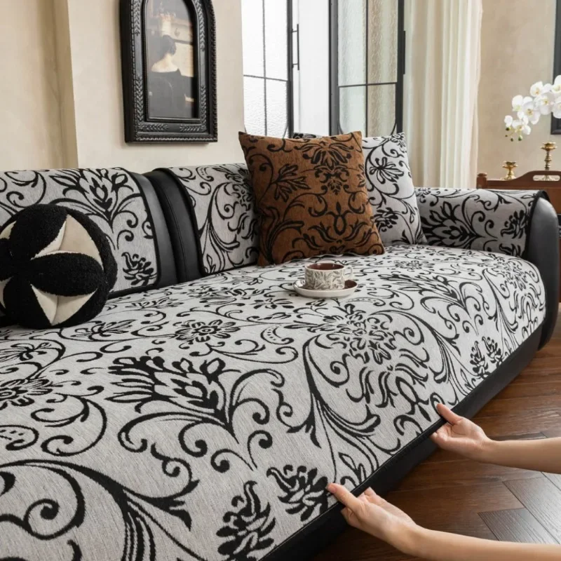 2026 New Chenier Retro Wind Sand Hair Mat Four Seasons Universal Anti Slip Cat Scratch Soft Home Sofa Protective Cover Cloth