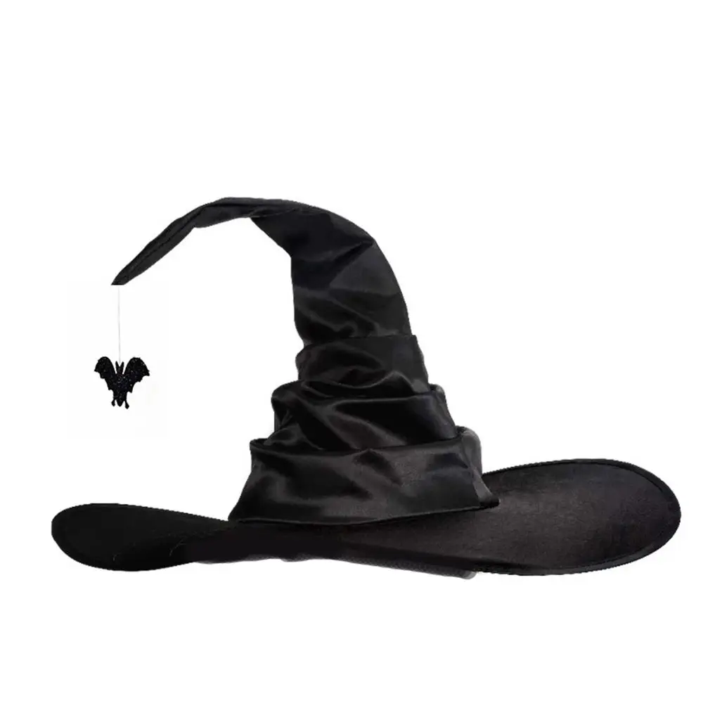 

Hats Children Bat Accessories Performance Props Parties Halloween Hats Witch Hats Sorcerer Caps Black Folds Wizard Cap