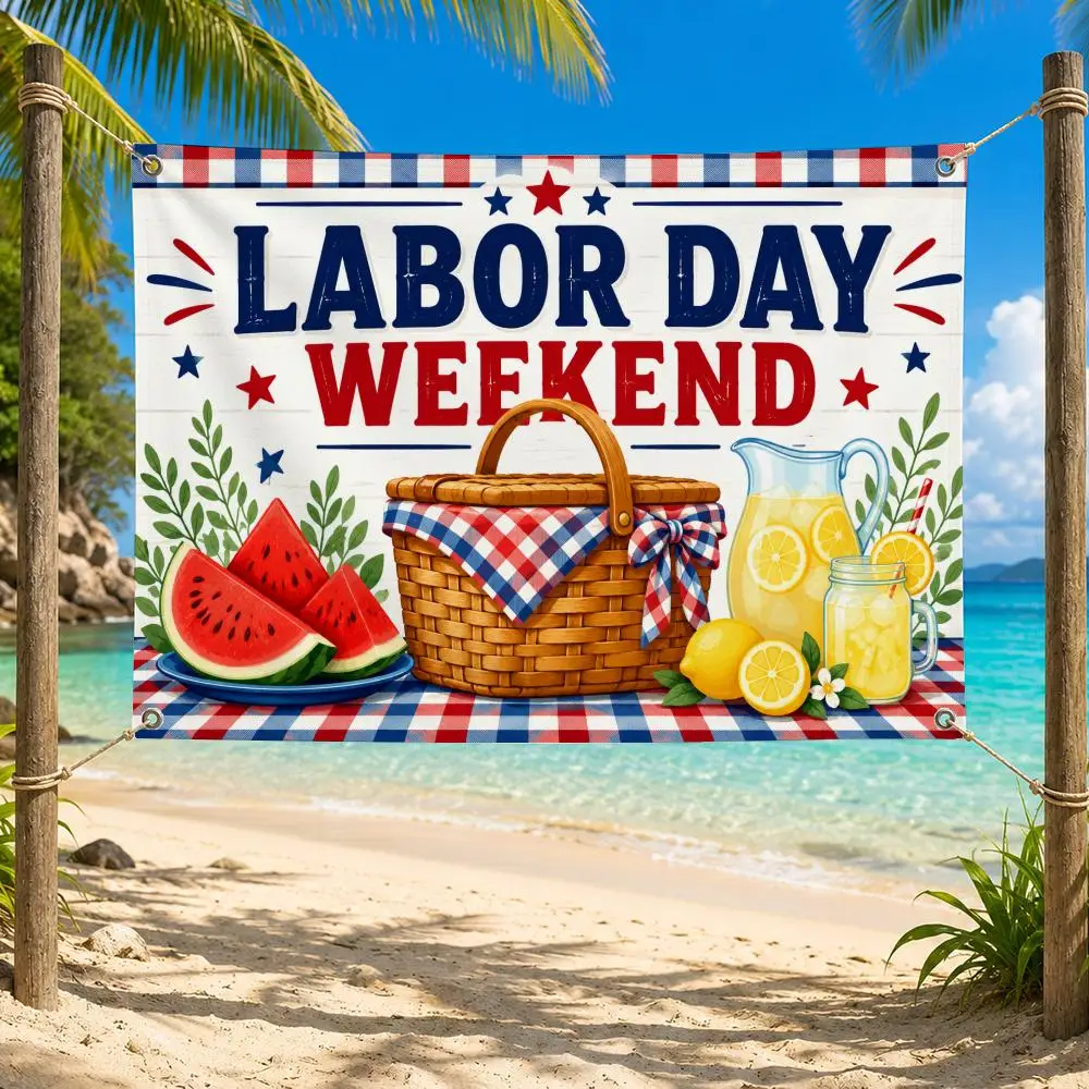 Labor Day Weekend Picnic Art Flags Fade Resistant Flag Washable Lightweight HD Print Indoor Outdoor All-Weather