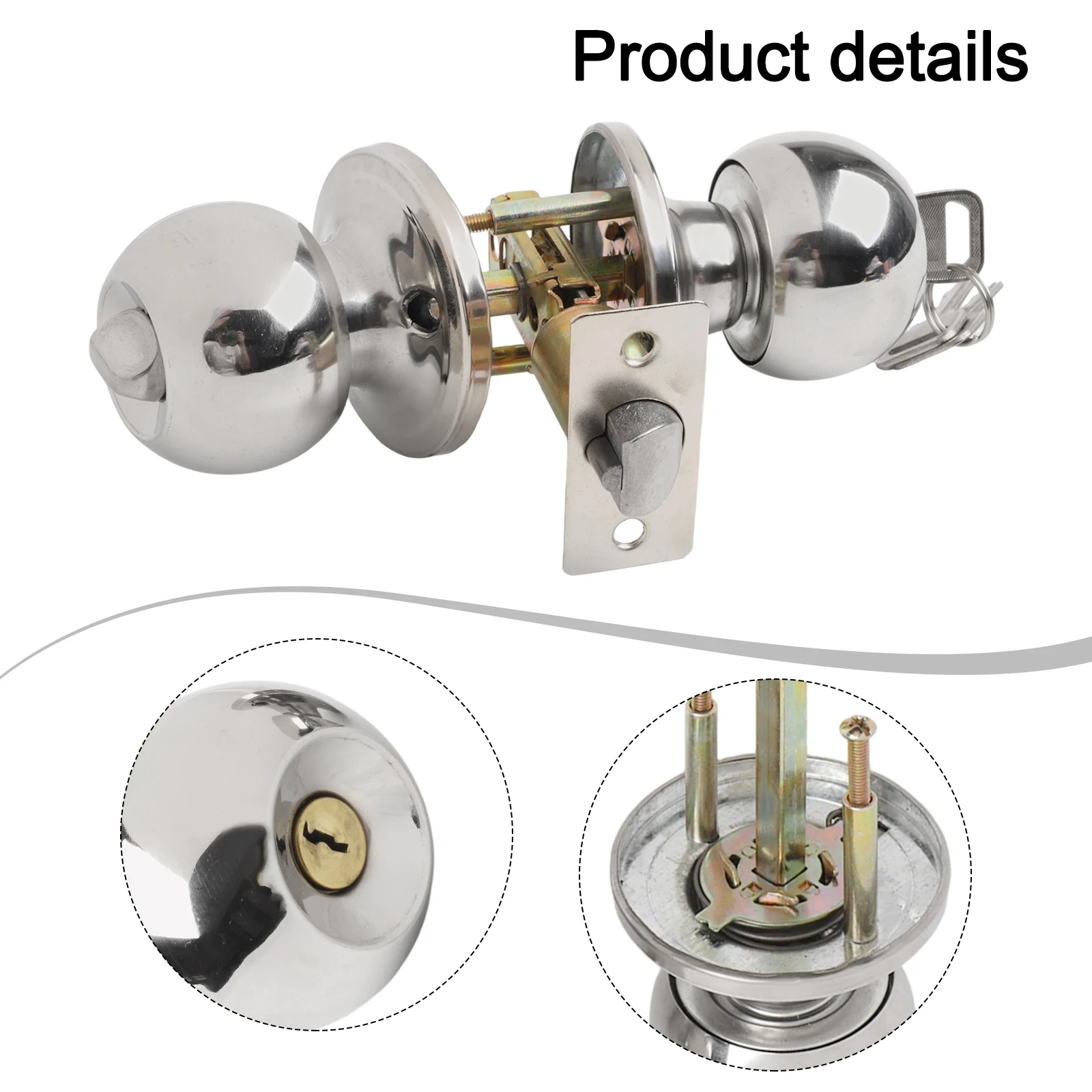 

Privacy Knob Handle Door Set Lock With Key Round Passage Stainless Steel Ball Sliver Bathroom Shower Hot Latest
