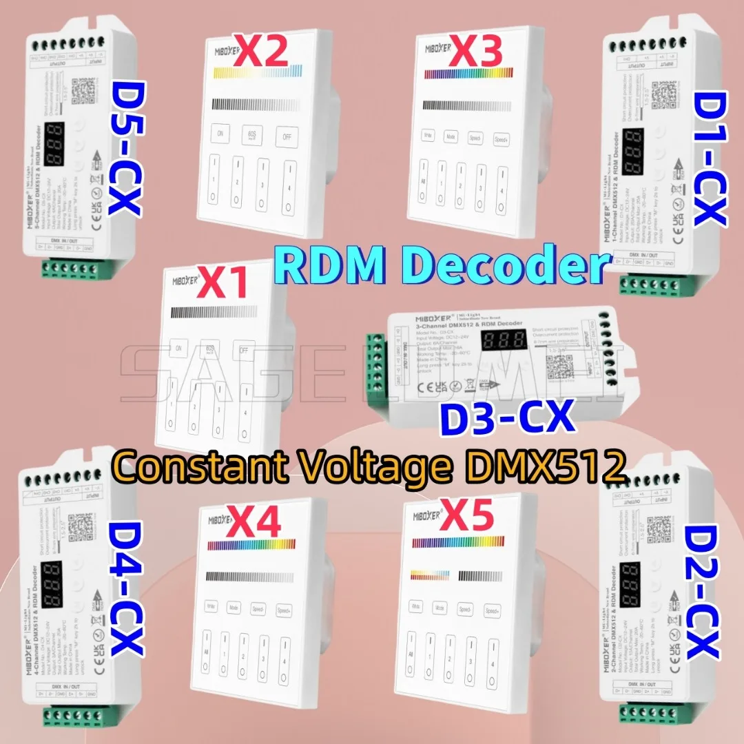 D1/D2/D3/D4/D5-CX DMX512 Miboxer Constant Voltage DMX512 & RDM Decoder Master Controller Single Color RGB RGBW RGBCCT X1/2/3/4/5