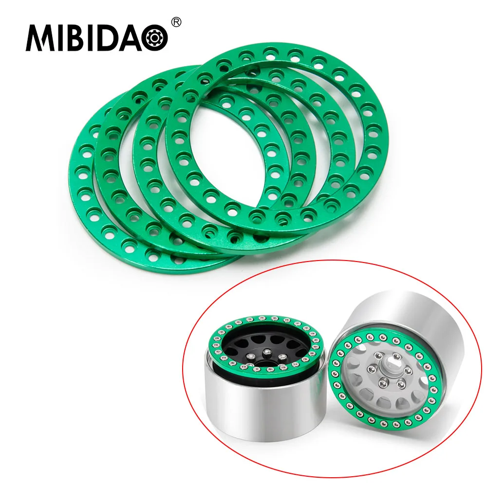 MIBIDAO 4pcs Metal Alloy 1.9 inch Beadlock Wheel Rims Replacement Ring for Axial SCX10 1/10 RC Crawler Car Model Upgrade Parts