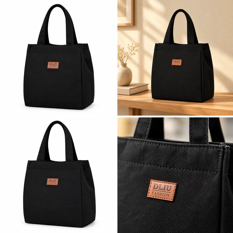HTMCK Large Capacity Lunch Bag with Aluminum Foil Insulation for Work, Simple and Practical Top Handle Bag
