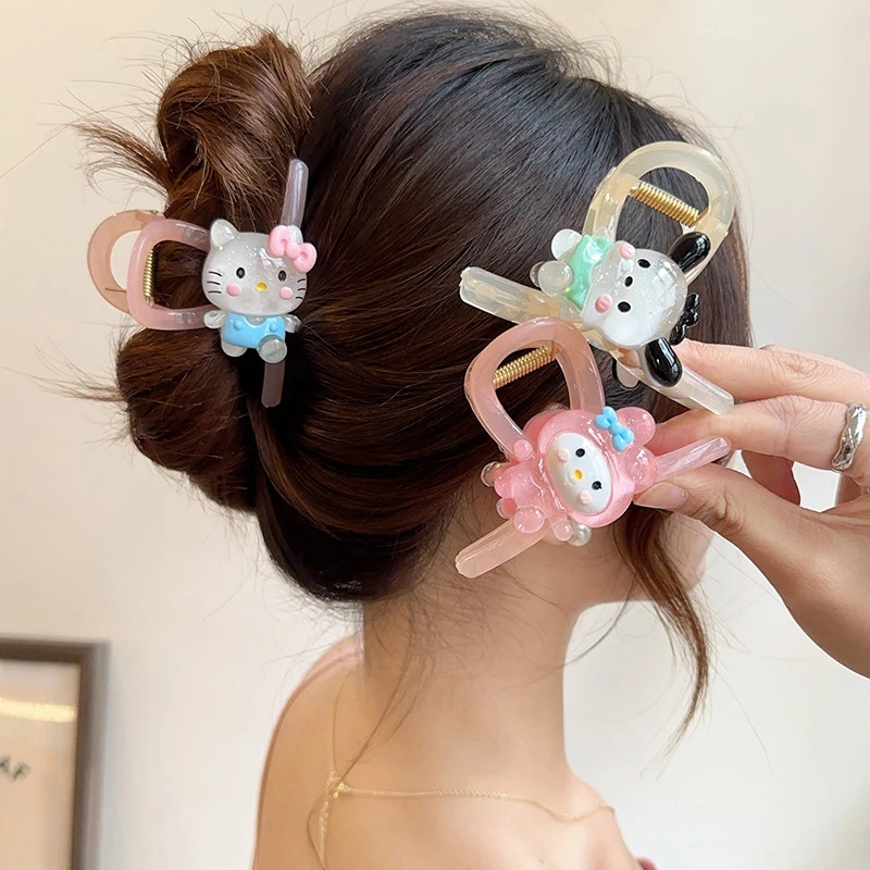 Sanrio Transparant Haarklauw Cinnamoroll Kuromi Hair Grab Shark Clip Haaraccessoires Meisjes Verjaardagscadeaus