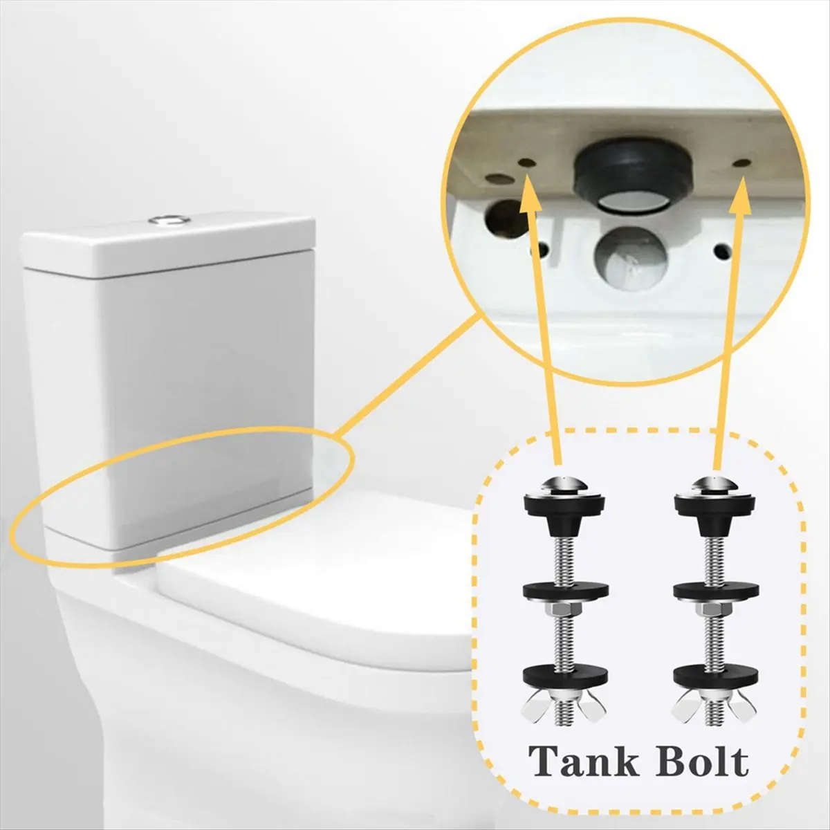 Eco-friendly 4PCS Universal Toilet Tank to Bowl Bolts Kit, Heavy Duty, Waterproof Stainless Steel with Extra Long Nut Screw