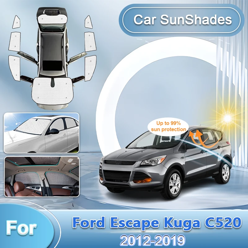 For Ford Escape Kuga C520 2012-2019 2013 2014 2015 Car Sunshade Retractable UV Protection Reflector Sun Silver Shade Visor Tool