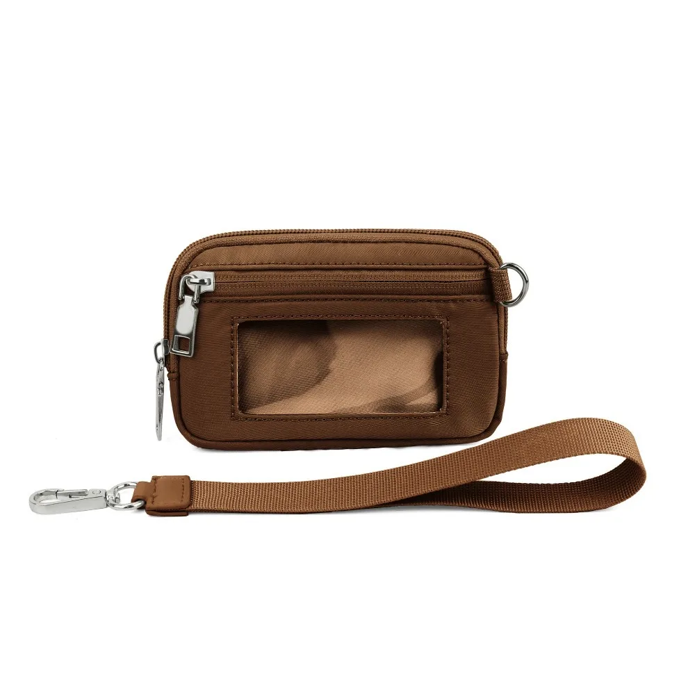 

Solid Color Coin Purse New Wrist Strap Nylon Wallet PVC Transparent Large-Capacity Card Holder Student