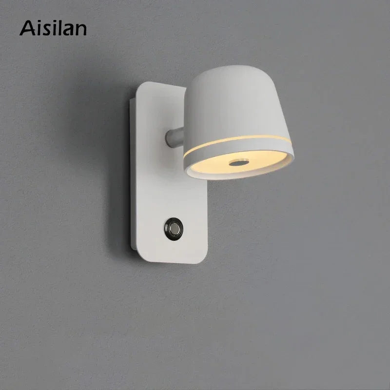 aisilan led dimmable lampada de parede com ligar e desligar o interruptor ajustar o brilho 3 cct rotacao candeeiro para cabeceira sala 01