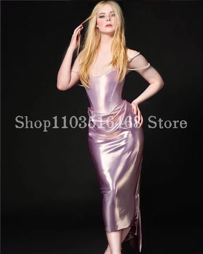 Elegant Satin Custom Prom Dress Dazzling Mauve Pearls Beaded Pleats Red Carpet Fashion Week Evening Gowns فساتين سهرات