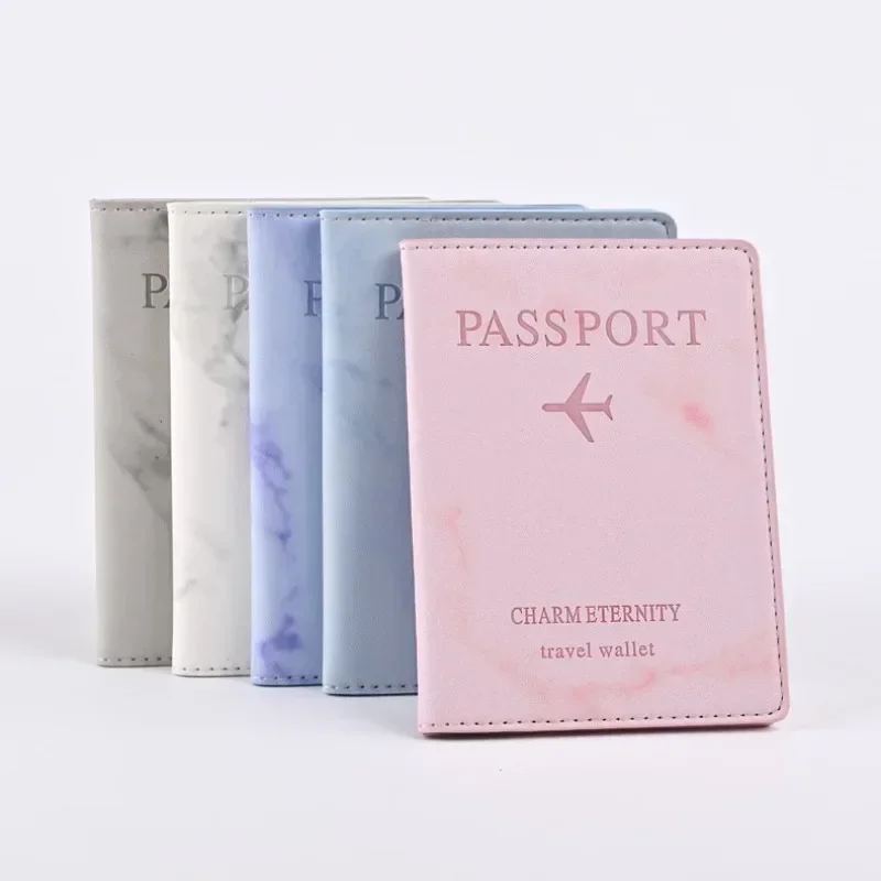 New Marble Pattern PU Leather Passport Holder Multi-functional Passport Case Travel Passport Protection Cover Card Case Wallet