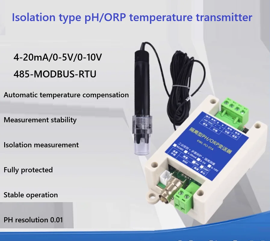 

Industrial online water quality isolation PH sensor acidity ORP transmitter pH module RS485 analog 4-20mA