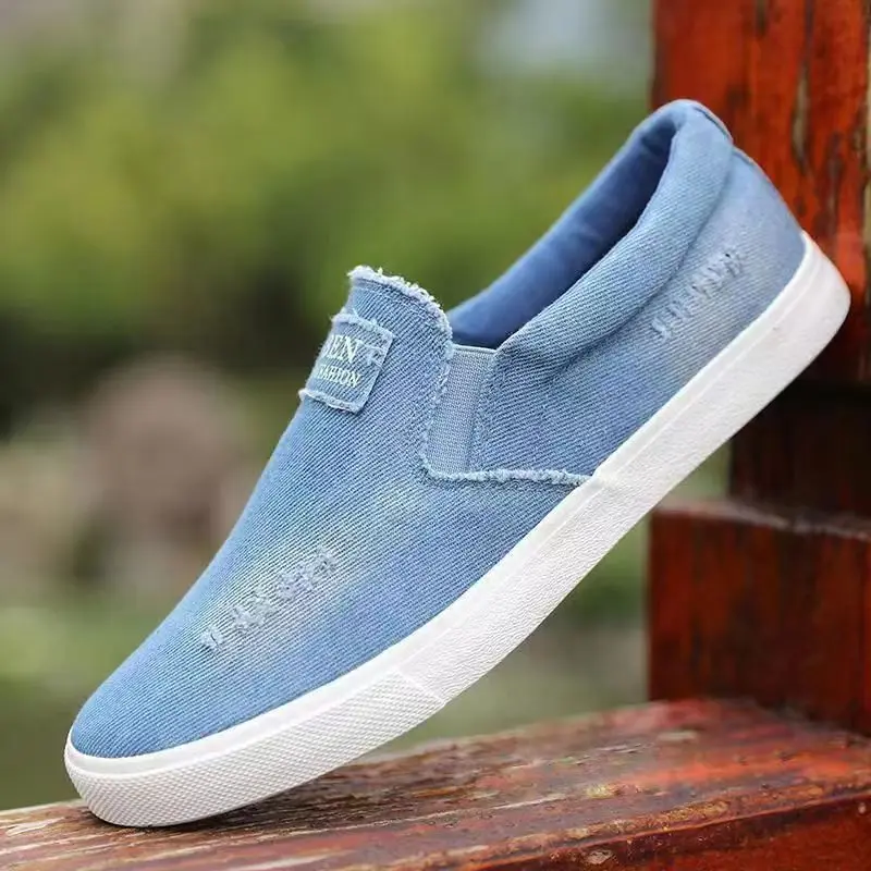 2026 Men's Denim Canvas Shoes New Spring Autumn Man Casual Flat Shoes Male Soft Bottom Sweat-absorbing Leisure Shoes Loafers