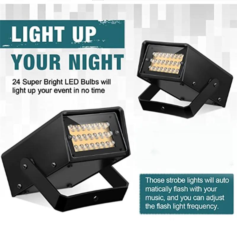 4 Pieces Strobe Party Lights, Bright LED Strobe Lights Mini Party Lights Adjustable Flash Speed Control Party Stage-AB52
