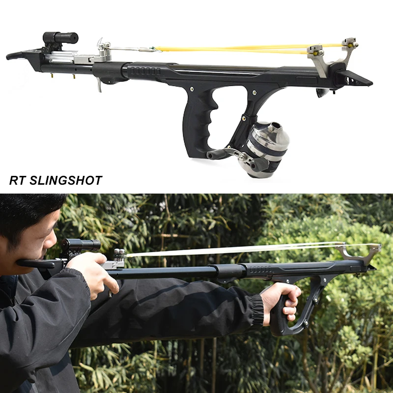 New Powerful Retractable Fishing Slingshot Hunting Equipment Arrow Slingshot Field Shooting Slingshot Sling Shot With Laser