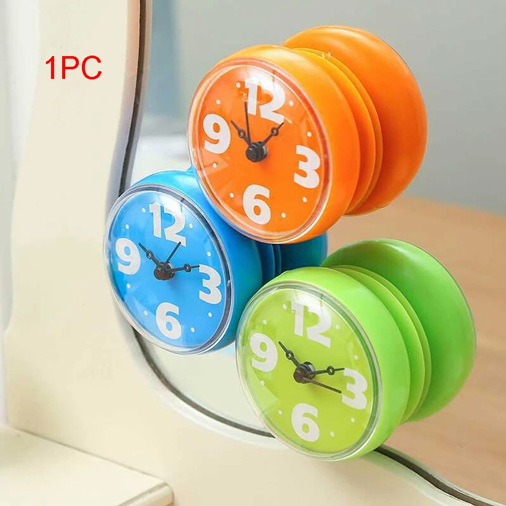 Refrigerator Bathroom Mini Suction Cup Clock Fashion Wall Mounted Clock Accurate Pointer Home Decor Waterproof PVC Hanging Clock