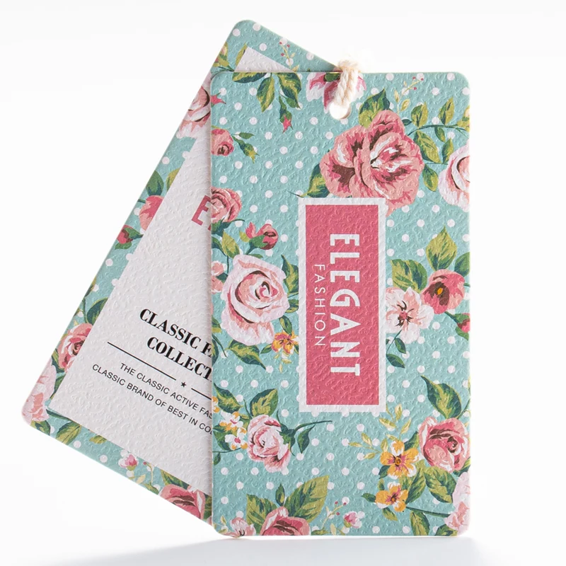 ELEGANT  400g&700g coated paper spot supply Woman Garment Hang Tags with rope colour printing DIY accessories