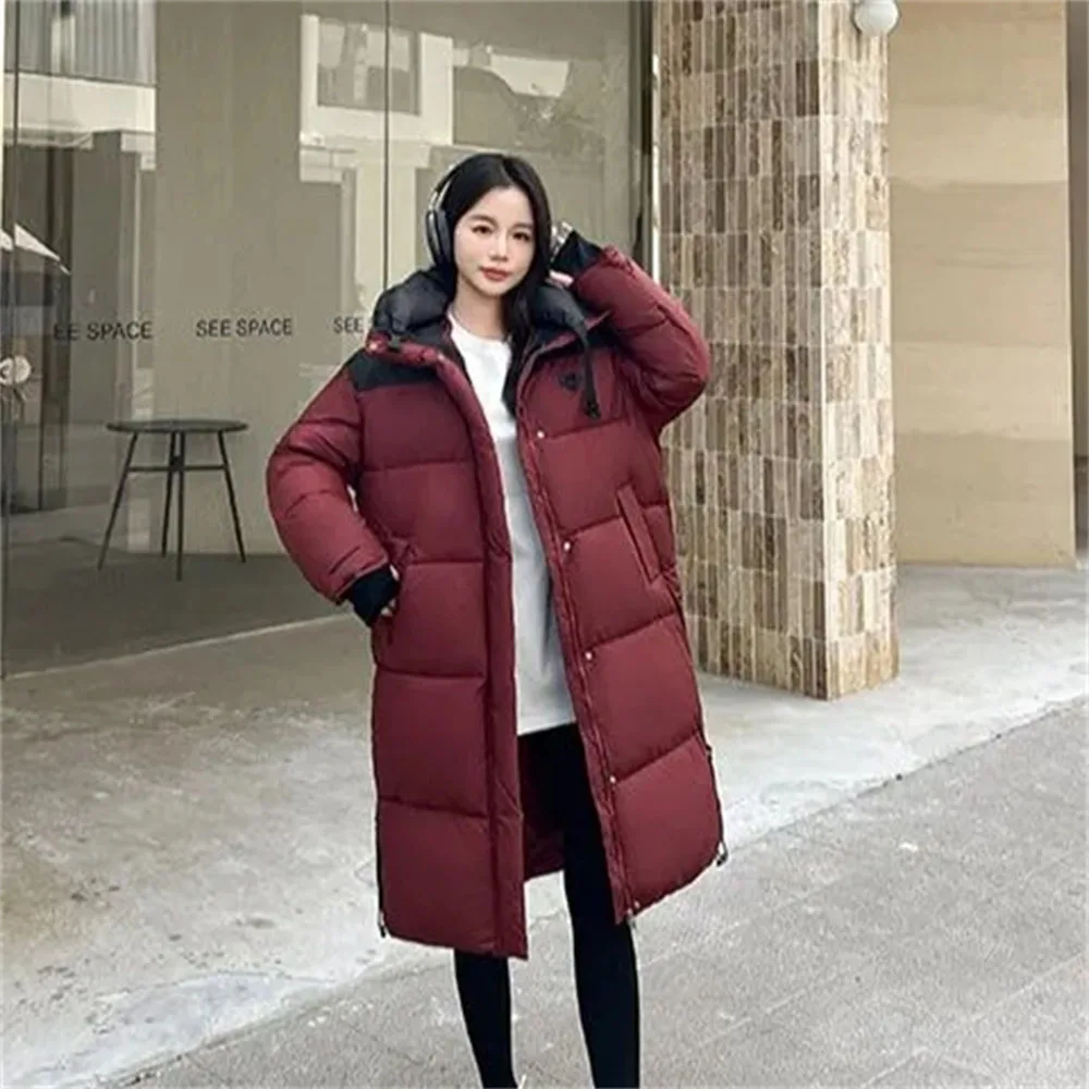 

Зимнее пуховое хлопковое пальто разных цветов, женское длинное ветрозащитное теплое пальто с капюшоном и длинными рукавами, женские свободные парки, женское пальто