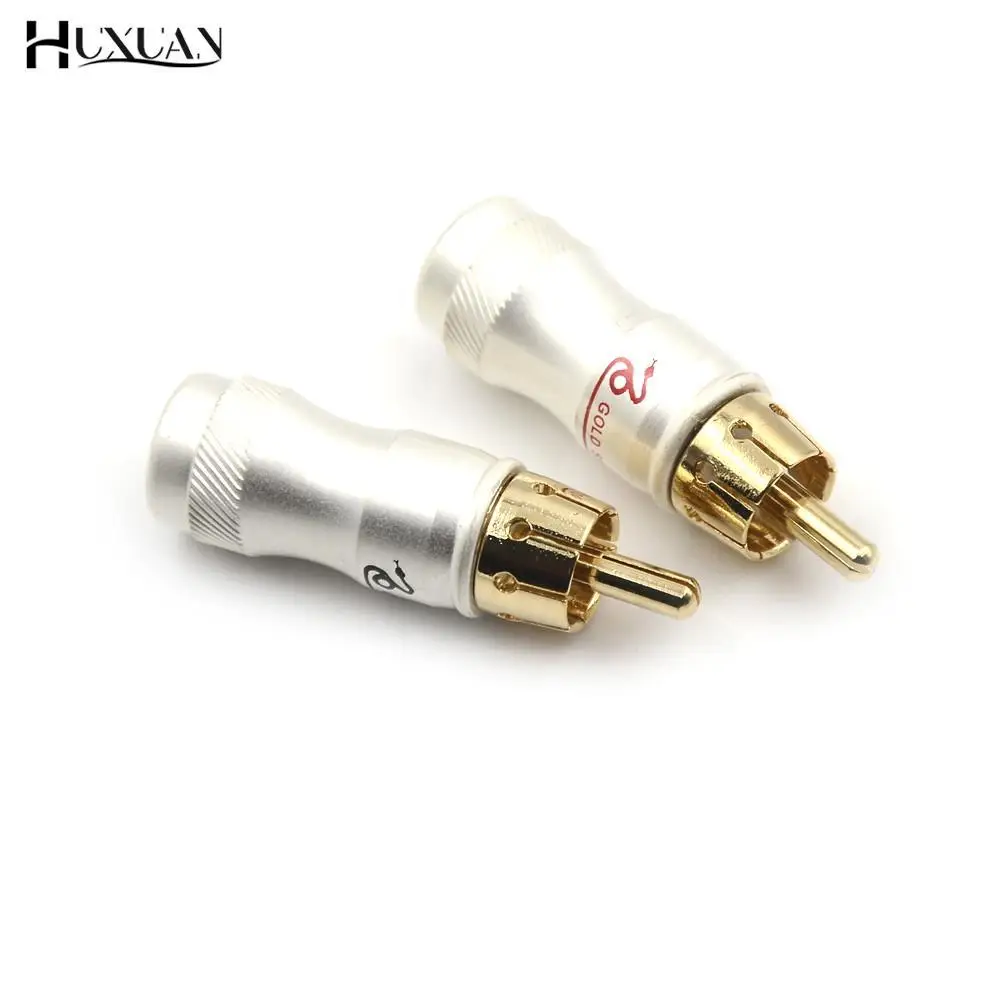 4pcs DIY gold snake RCA Plug HIFI Goldplated Audio Cable RCA Male Audio Video Connector Gold Adapter For Cable