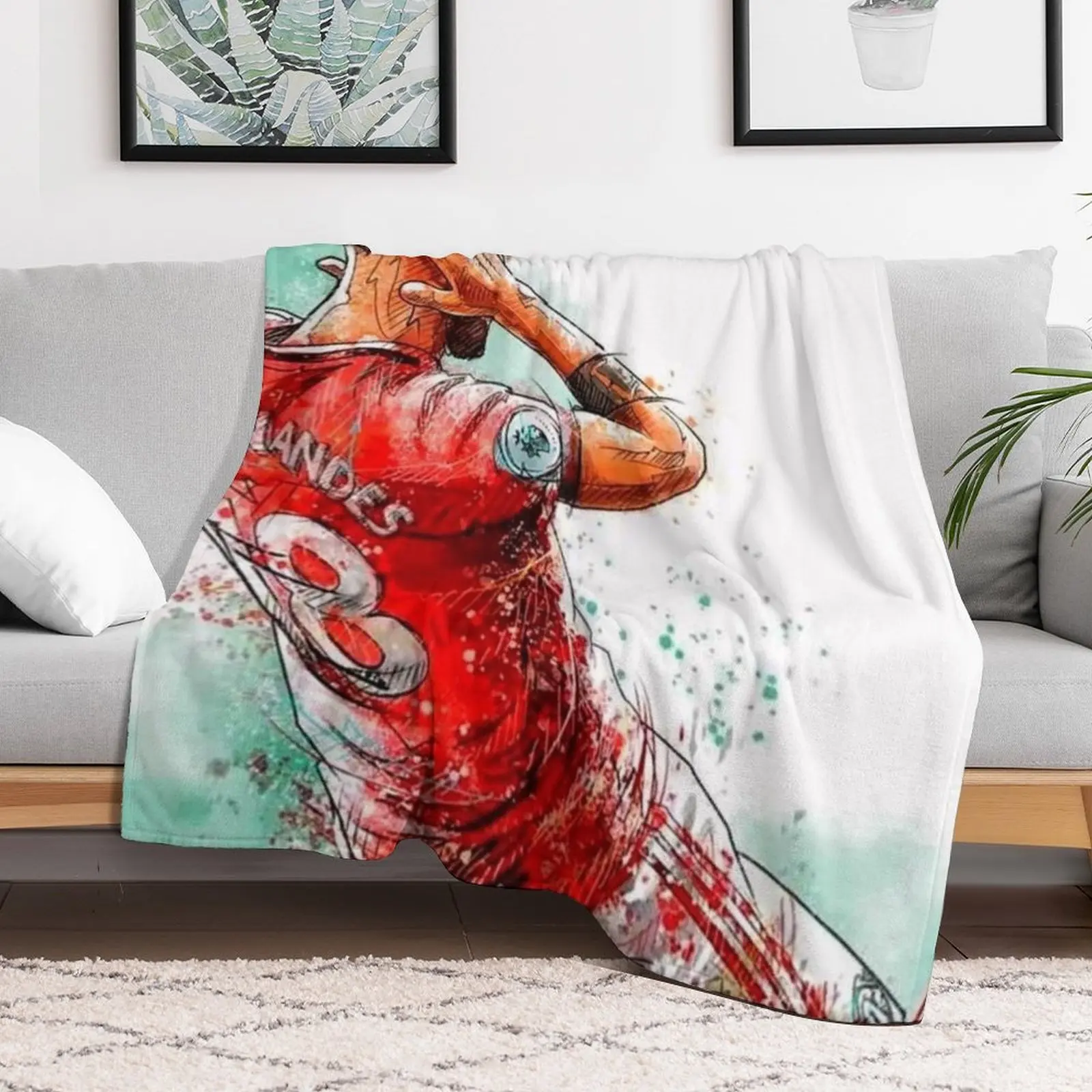 bruno fernandes art Throw Blanket Retros Sofas Thin Blankets