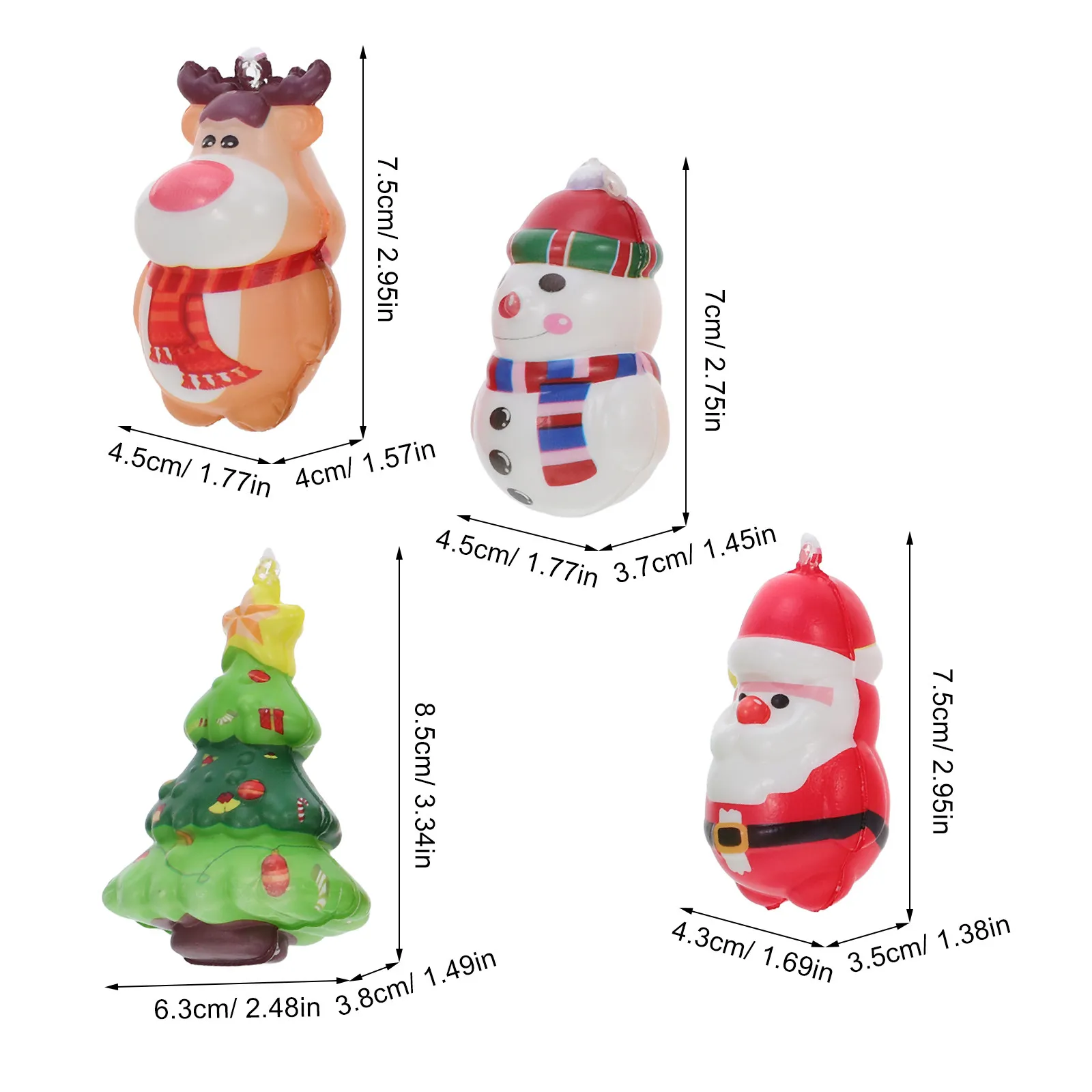 12Pcs Christmas Tree Stress Relief PU Slow Rebound Squeeze for Anxiety Relief Holiday Desktop Ornament Xmas Stocking Stuffer