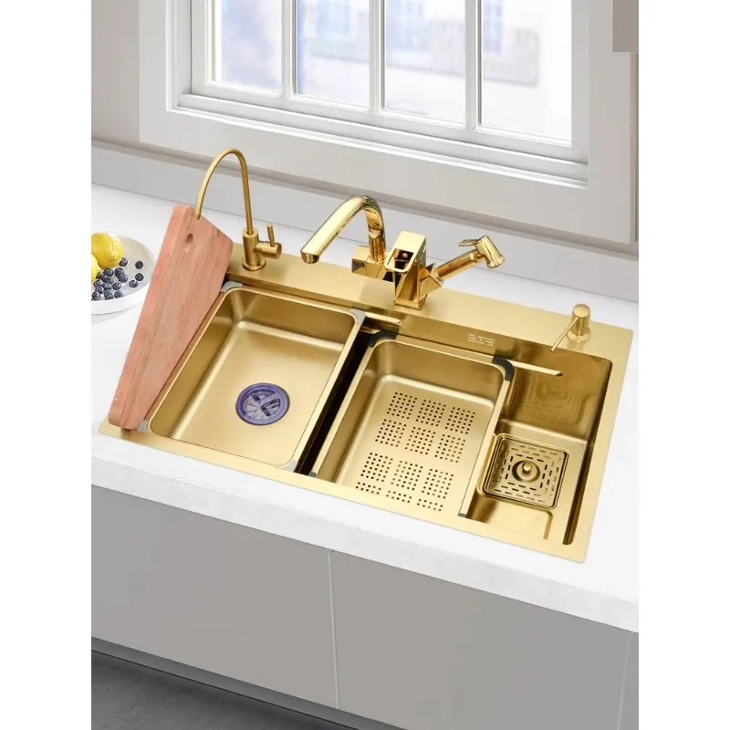 

Golden Nano 304 Stainless Steel Kitchen Sink Single Sink Under Counter Basin Single Sink Handmade Household Dishwashing