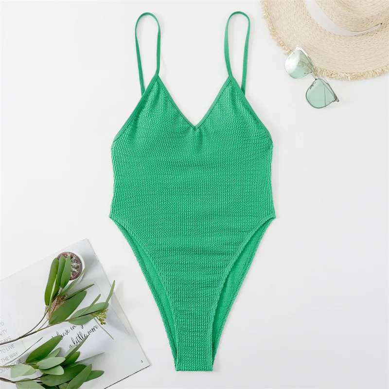 

2025 Green One Piece Swimsuit Women Swimwear Sexy Padded Slimming Swimming Suit Monokini Thong Bodysuit Beach Wear Bathing Suit