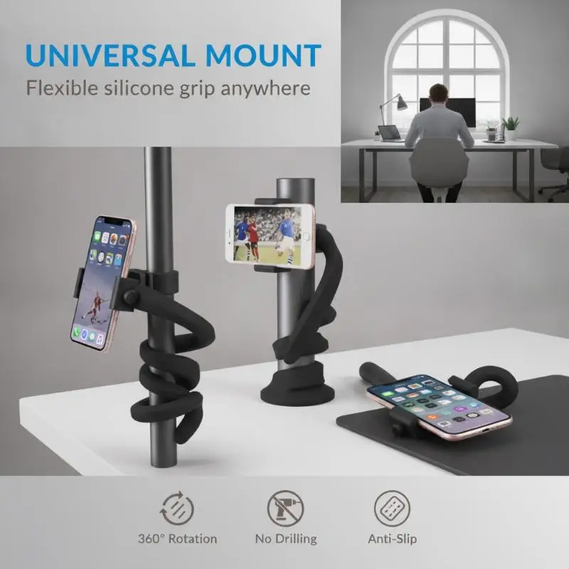 1pc Portable Flexible Cell Phone: Holder Stand Treadmill Spin Bike Stroller Shopping Cart Bed Car Kitchen Desk