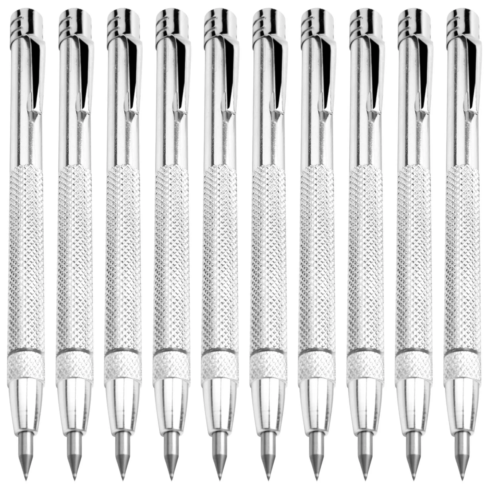 Durable 10 Pieces Tungsten Carbide Scriber with Magnet Aluminium Etching Engraving Pen with Clip for Ceramics Glass Marble