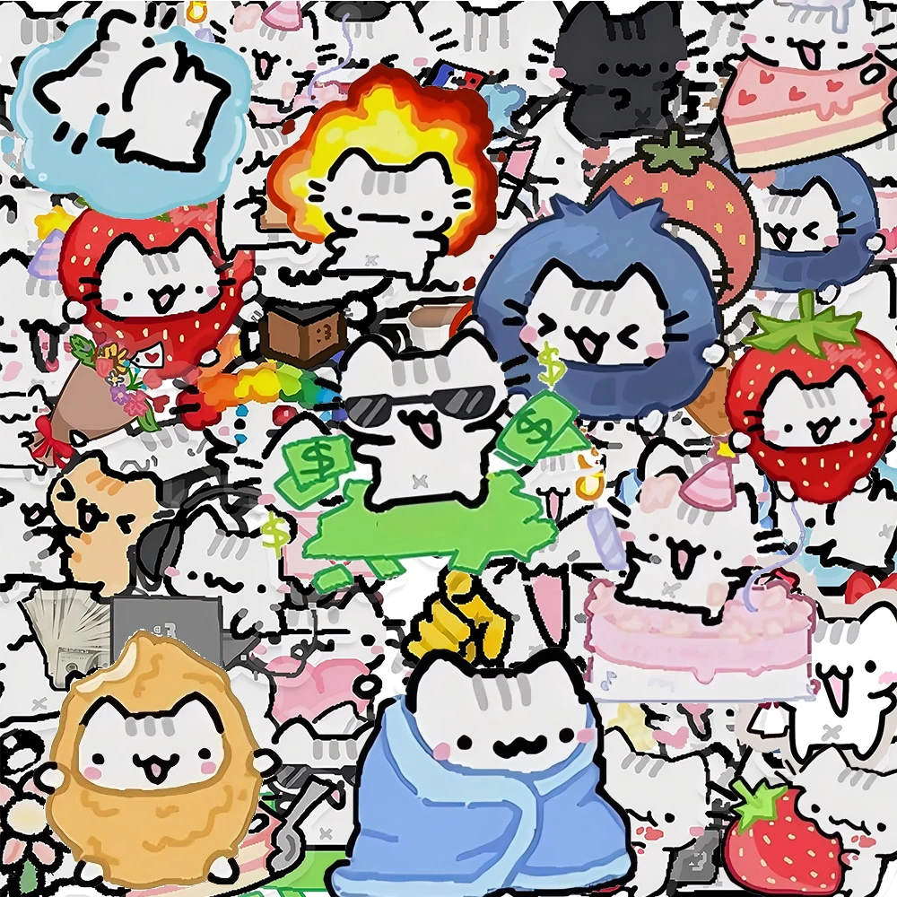 10/30/50 Stück Transparente Niedliche Bunte Katzen-Cartoon-Aufkleber Kawaii Tier Wasserdichte DIY Schreibwaren Laptop Süße Graffiti-Sticker
