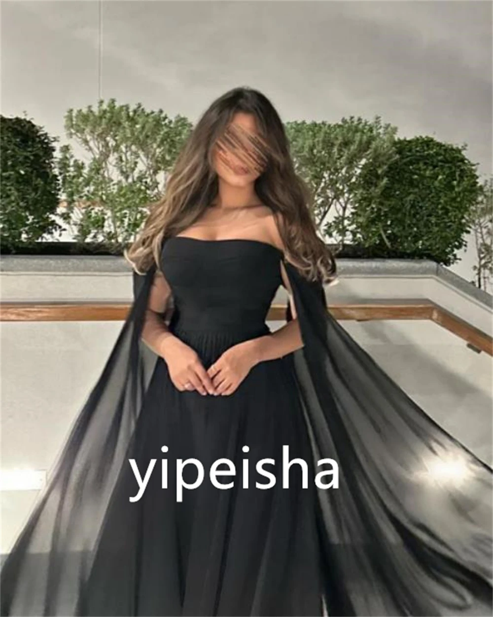 Customized Simple Prom  Sexy Casual  Off-the-shoulder A-line Formal Ocassion Gown Draped Floor length Chiffon Evening Dress فسات