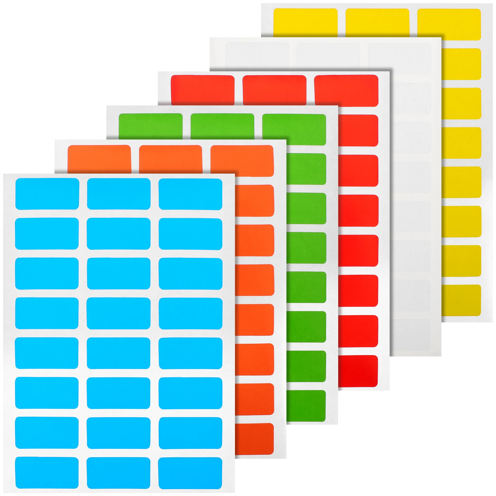 

6 Packs Colored Sticker Labels Rectangular Neon File Folder Coding Multicolor Dot Number Removable Writable High Adhesion Easy